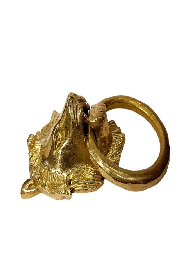 athizay Door Knocker Brass Metal Narsimha| Lion| Capricorn| Buddha Gold Finish Decorative Showpiece Brass Door Knocker (Lion Face) - Image 4